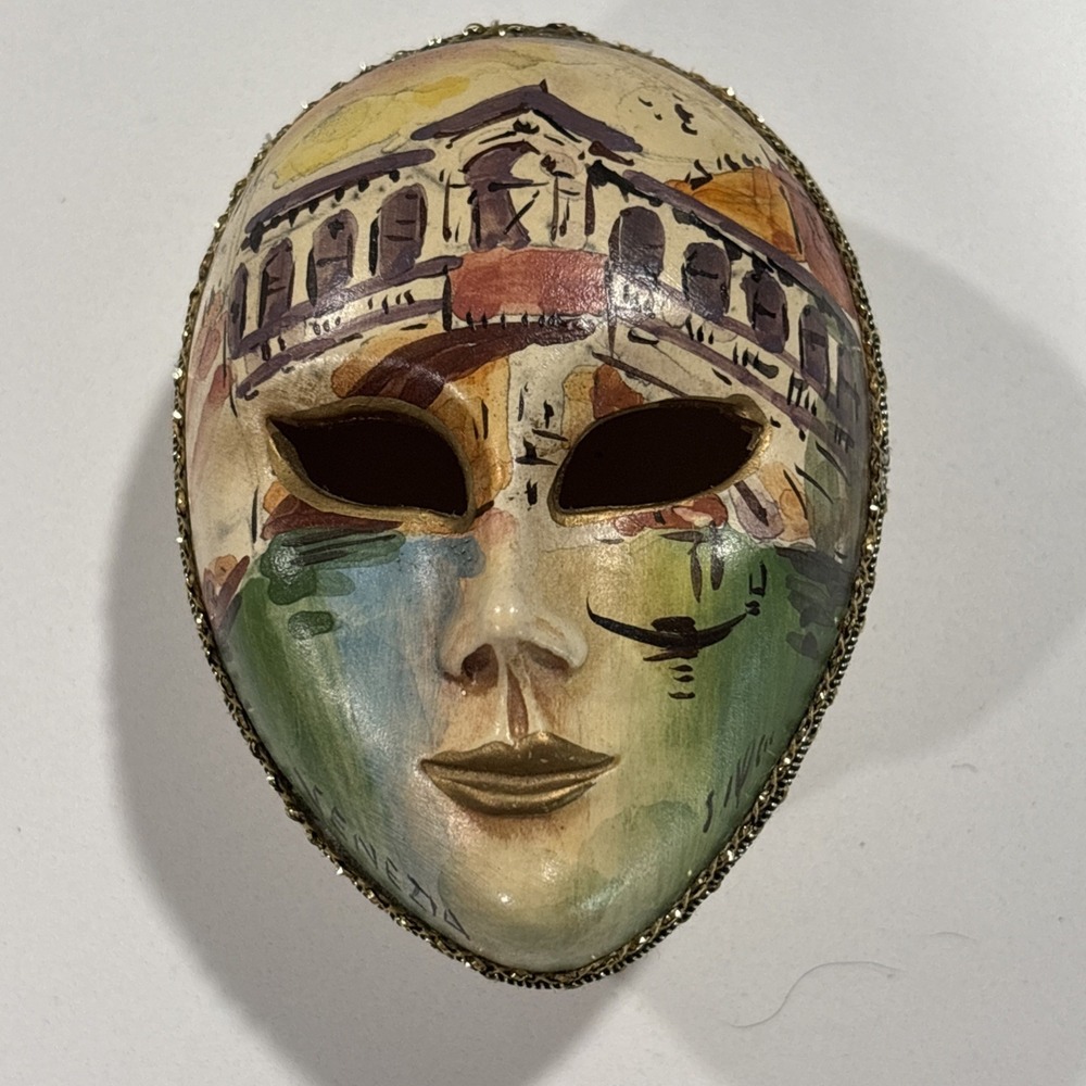 Venezia Italy Painted Mask Trinket Box